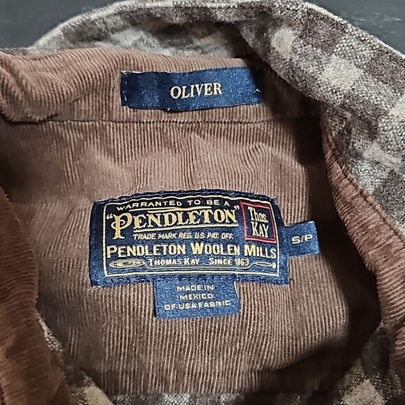 Pendleton Men's Oliver wool brown checkered button up size S flannel casual - Picture 5 of 10